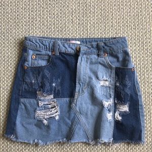 Ripped jean skirt